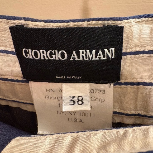 Vintage Giorgio Armani Ramie Silk Striped Wide Leg Trousers Pants Women’s 6-8 - Picture 7 of 16